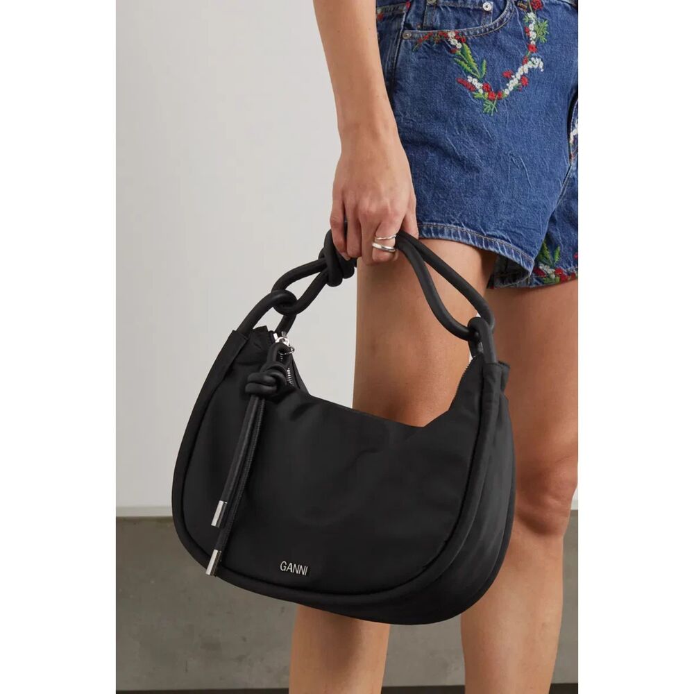 GANNI Knot Bag In Recycled Nylon - Black